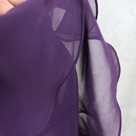 ABS By Allen Schwarts Dress Womens 14 Purple Sheer Flutter Sleeve Assymetrical‎ - Picture 7 of 7